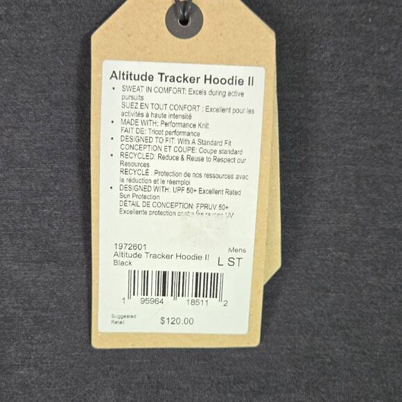 prAna Men’s Altitude Tracker Full Zip Hoodie II In Black Large NEW $120 - Picture 3 of 11